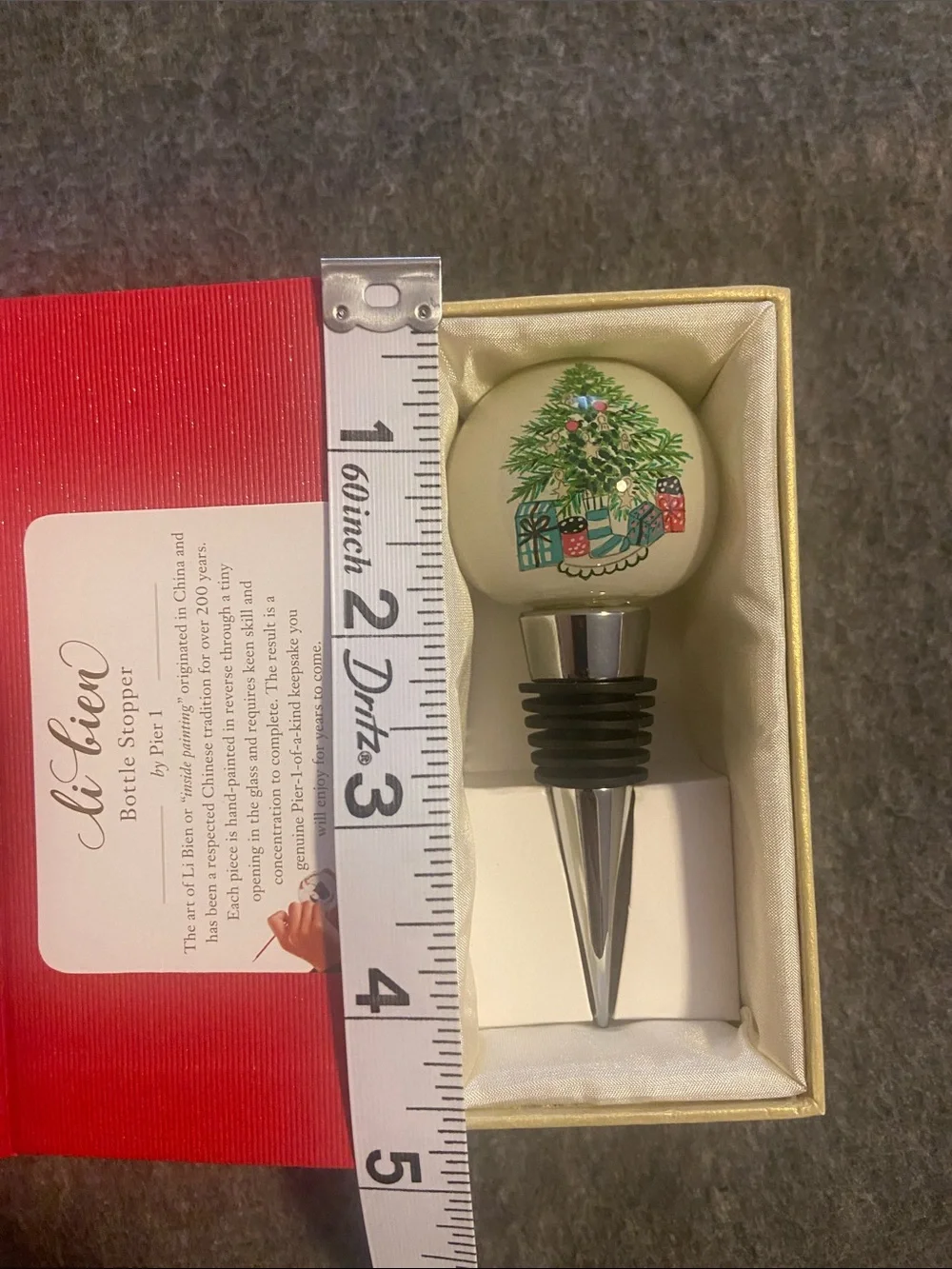 Pier 1 Imports Li Bien Christmas Bottle Stopper